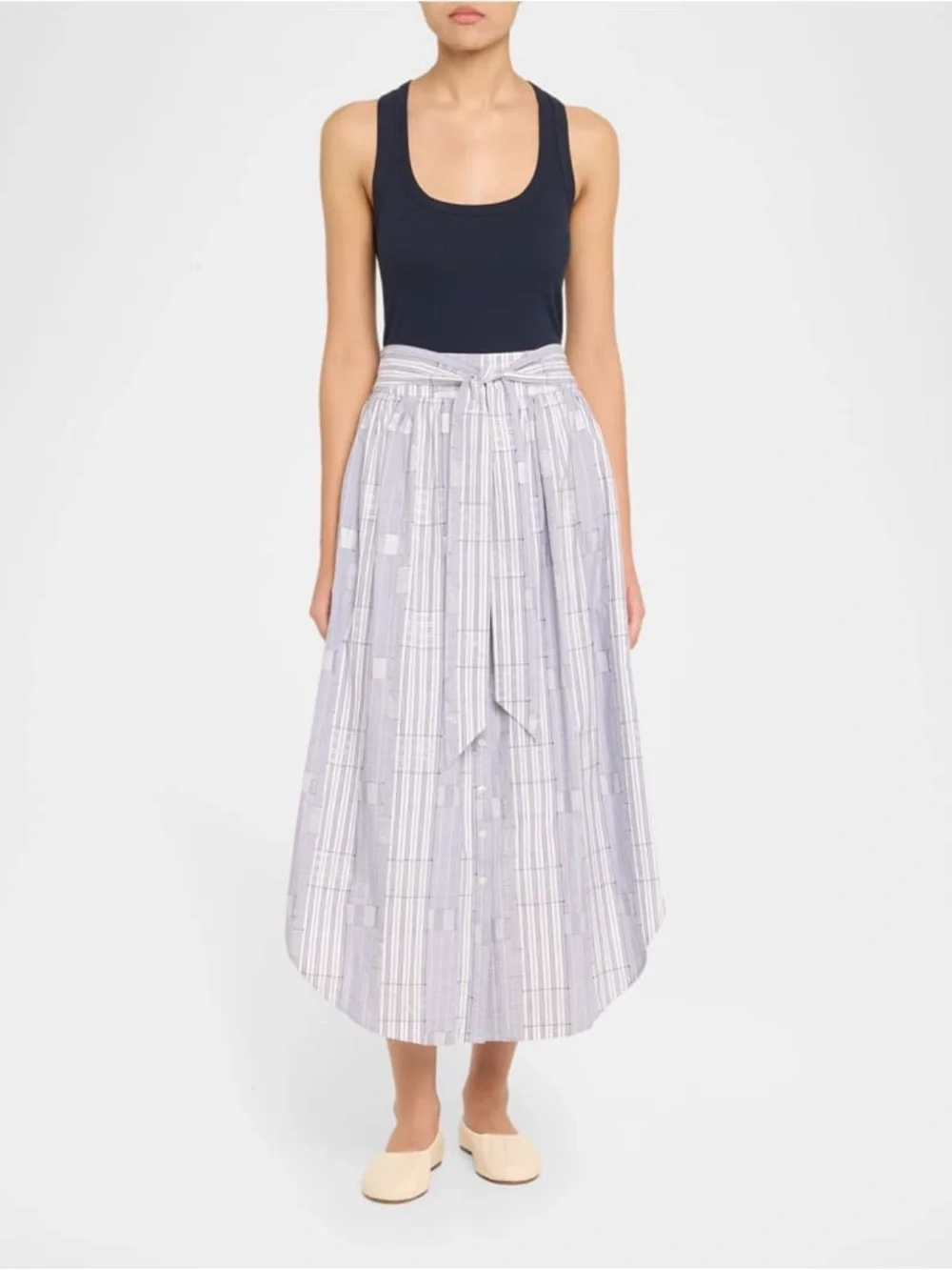 Ramy Brook Lavender Striped Maxi Skirt with Tie Waist - Picture 5 of 6